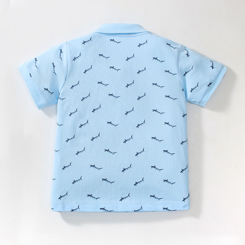 Little maven 2024 Dječja odjeća Majice Ljeto Crtić Sharks Polo majice Dječaci Ležerna dječja odjeća Pamuk