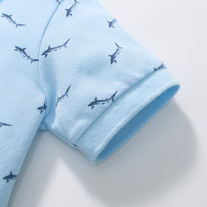 Little maven 2024 Dječja odjeća Majice Ljeto Crtić Sharks Polo majice Dječaci Ležerna dječja odjeća Pamuk