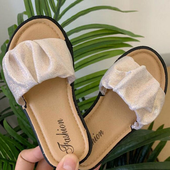 Лято 2023 Плажни обувки за момичета на открито Детски домашни чехли против хлъзгане Сандали с гънки от бляскав плат Детски чехли CSH1344