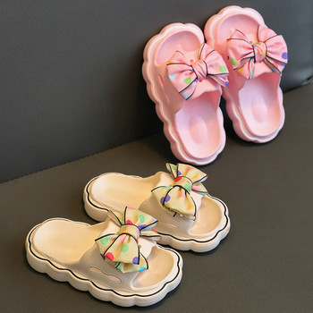 Детски летни чехли Мода за момичета с панделка Устойчиви на износване Ежедневни обувки с отворени пръсти, неплъзгащи се Обикновени детски плажни обувки на открито с платформа