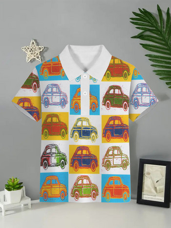 2024 Παιδικά ρούχα για αγόρι κινουμένων σχεδίων εκτύπωσης Πόλο πουκάμισα γραφικά αυτοκινήτου για παιδιά κοντό μανίκι για αγόρια Παιδικά ρούχα καλοκαίρι