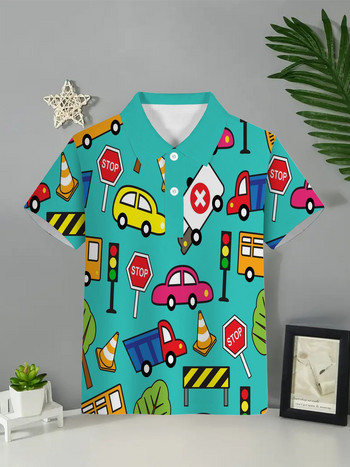 2024 Παιδικά ρούχα για αγόρι κινουμένων σχεδίων εκτύπωσης Πόλο πουκάμισα γραφικά αυτοκινήτου για παιδιά κοντό μανίκι για αγόρια Παιδικά ρούχα καλοκαίρι