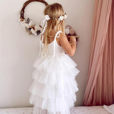 Rochie Eleganta Fata Dantela Rochii Flori pentru Nunta Bebelus Alb Costum Prima Comuniune Copii Aniversare Haine Printesa Rochie De Vara