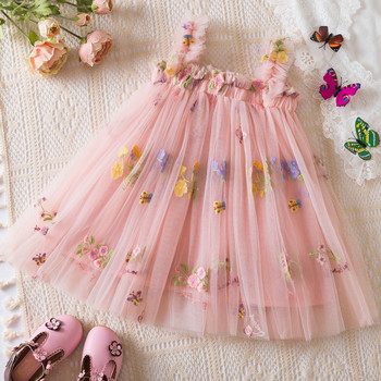 Καλοκαιρινό φόρεμα με δαντέλα βολάν για κορίτσια 1-5 ετών Μωρό εξώπλατο χαριτωμένο νήπιο Παιδικό φόρεμα γενεθλίων πριγκίπισσας Baby Holiday Casual Vestidos