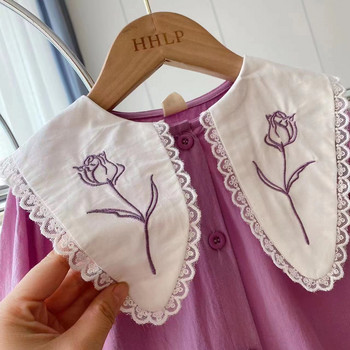 Καλοκαιρινό μωρό κοριτσάκι Νέο φόρεμα βαμβακερό λινό Μεγάλο κολάρο Φορέματα πριγκίπισσας Παιδικά Παιδικά καθημερινά ρούχα κορεατικού στυλ