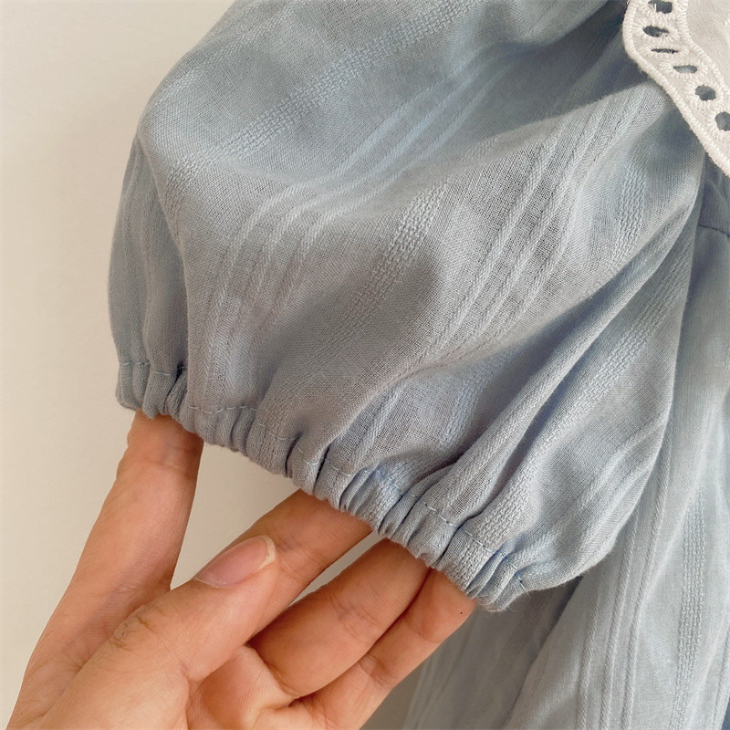 deer jonmi 2024 Nove ljetne haljine princeza za djevojčice kratkih rukava u korejskom stilu Čipkani ovratnik za malu djecu Dječja pamučna slatka haljina