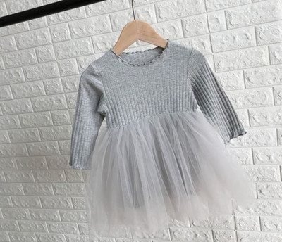 Meiteņu kleita ar mežģīnēm, 2022. gada jaunums Meiteņu pavasara rudens kleita Bērnu princeses kokvilnas kleita 12 M–6 G.