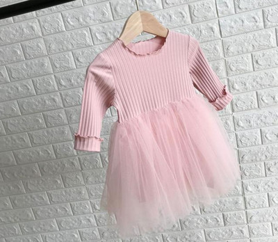 Meiteņu kleita ar mežģīnēm, 2022. gada jaunums Meiteņu pavasara rudens kleita Bērnu princeses kokvilnas kleita 12 M–6 G.