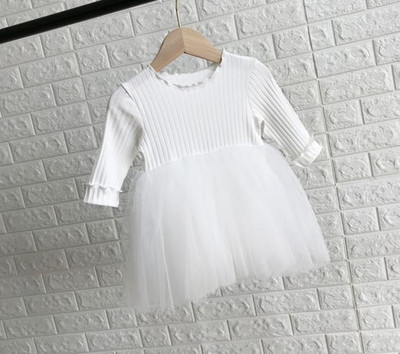 Meiteņu kleita ar mežģīnēm, 2022. gada jaunums Meiteņu pavasara rudens kleita Bērnu princeses kokvilnas kleita 12 M–6 G.