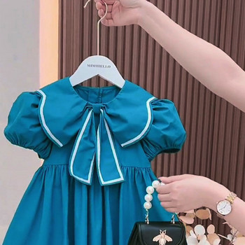 Рокля за момичета Лятна корейска рокля от чист памук Нова детска рокля на принцеса Бебешка рокля с къс ръкав Лятна рокля