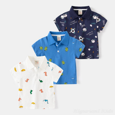 Tricou polo Băieți Tricou pentru copii Îmbrăcăminte de vară Bumbac cu mânecă scurtă Ținute cu imprimeu de dinozaur Tigru Tricou pentru bebeluși Tricou Haine pentru copii