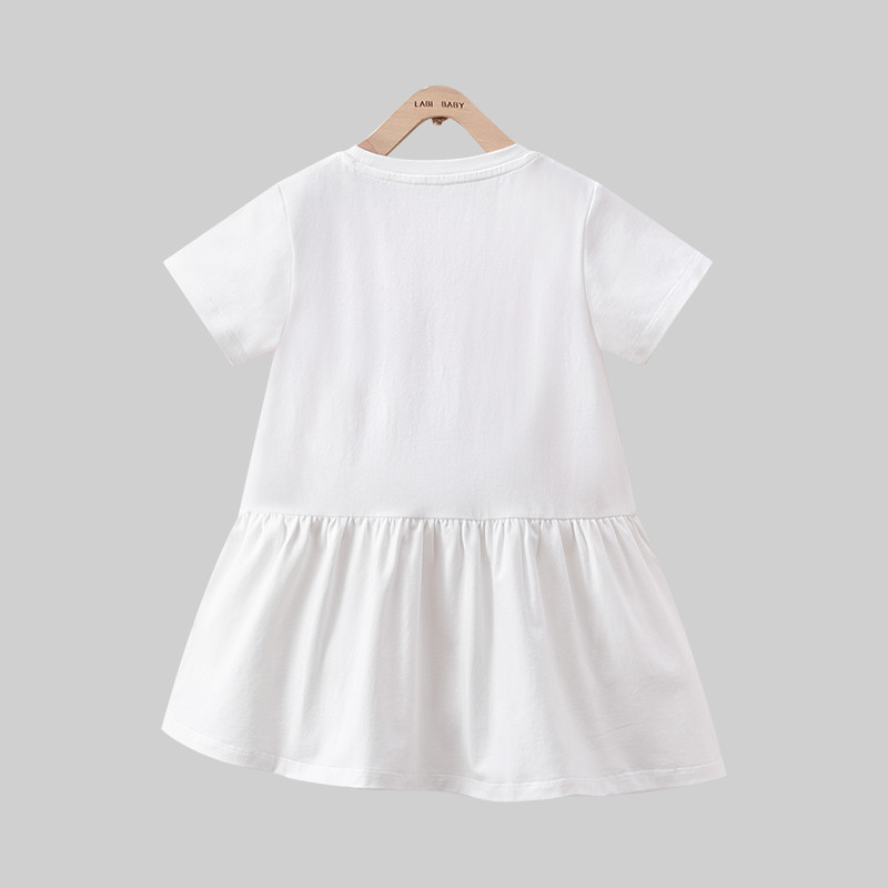 LABI BABY Bērnu kleitas meitenēm Kokvilnas līdz ceļgaliem Ikdienišķa drukas kleita ar apaļu kaklu bērniem Vasaras apģērbi