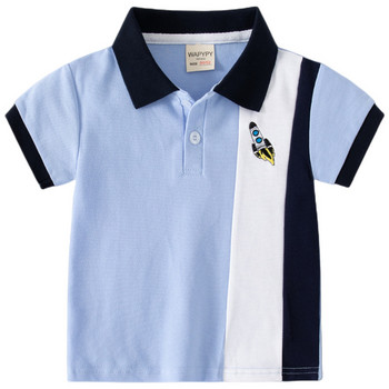 Тениска с поло за момче за новородени 0 до 3 6 9 12 18 24 месеца Мека памучна лятна детска тениска с яка Бели детски дрехи на райета
