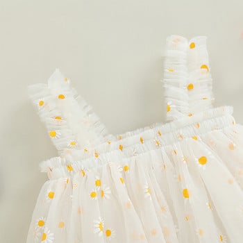 Лятна рокля от тюл за бебешки момичета Daisy Детска рокля за рожден ден на цветя Без ръкави Слинг за малко момиче Ежедневно облекло Рокля на принцеса