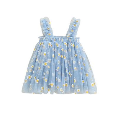 Nyári baba lányok tüll ruha százszorszép virágos gyerek születésnapi parti ruha Ujjatlan heveder Kislány alkalmi ruházat hercegnő ruha