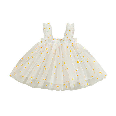 Nyári baba lányok tüll ruha százszorszép virágos gyerek születésnapi parti ruha Ujjatlan heveder Kislány alkalmi ruházat hercegnő ruha