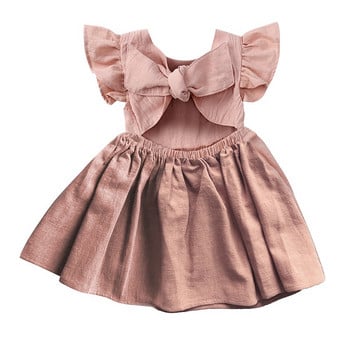 0-6 χρονών Παιδικό φόρεμα με βολάν για κορίτσια Casual αμάνικο φόρεμα Καλοκαιρινό Παιδικό κορίτσι με φιόγκο πίσω ρούχα