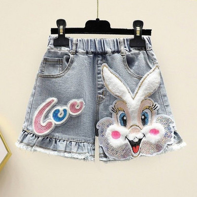 Mazuļu meiteņu vasaras kokvilnas džinsu šorti bikses maziem bērniem, jauki gulbja ziedi, mīksti džinsi pusaudžu meitenēm, bērnu apģērbi