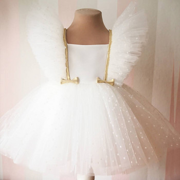 0-5T рокля за момичета на цветя за сватбено парти Елегантна детска рокля с дантелени апликации на принцеса Детски рокли без ръкави за дрехи за момичета