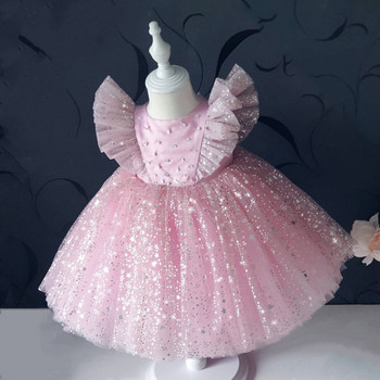 0-5T Flower Girl Φόρεμα για Γαμήλιο πάρτι Κομψό Παιδικό Πριγκίπισσα Δαντέλα Απλικέ Φόρεμα Αμάνικο Παιδικά Φορέματα για Κορίτσια Ρούχα