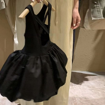 Κορίτσια Baby Μαύρο Ανοιχτό Αμάνικο Φόρεμα Παιδικό Flower Bud Φόρεμα Καλοκαίρι 2023 Νέο Tank Top Princess Dress