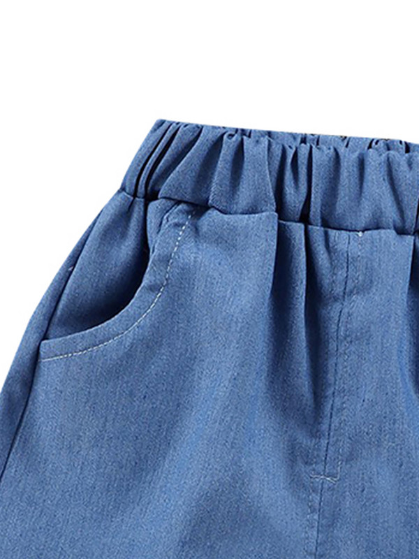 LJMOFA Ljetne dječje traper kratke hlače za dječake, dojenčad, pamučne modne traperice s elastičnim strukom, kratke hlače, hlače D353