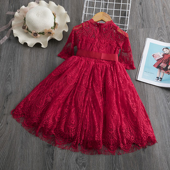 Κοριτσίστικο ανοιξιάτικο φόρεμα Παιδικά φορέματα για κορίτσια Βαμβακερά περιστασιακά ρούχα Κέντημα με δαντέλα Κοριτσίστικα ρούχα 3-8Τ με μακρυμάνικο λουλούδι παιδικά ρούχα