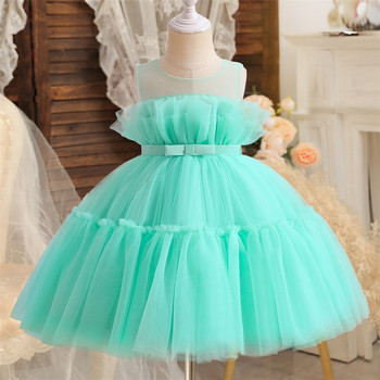 2024 Бебешки рокли за момичета Детски сватбени рокли за шаферки Малки деца от тюл Парти рокля на принцеса за рожден ден Бебешки тоалети Vestidos