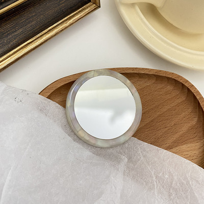 Vienkāršs acetāta mazs apaļš spogulis mazs zebras raksta grima spogulis pārnēsājams mini apaļš kosmētikas spogulis ceļojumu aksesuāri