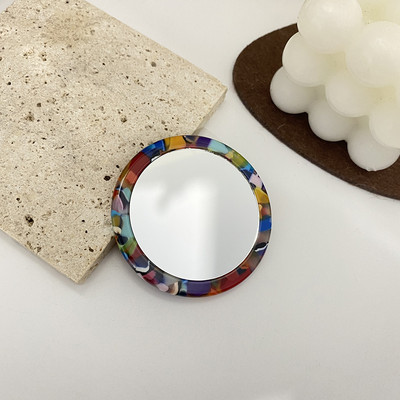 Vienkāršs acetāta mazs apaļš spogulis mazs zebras raksta grima spogulis pārnēsājams mini apaļš kosmētikas spogulis ceļojumu aksesuāri