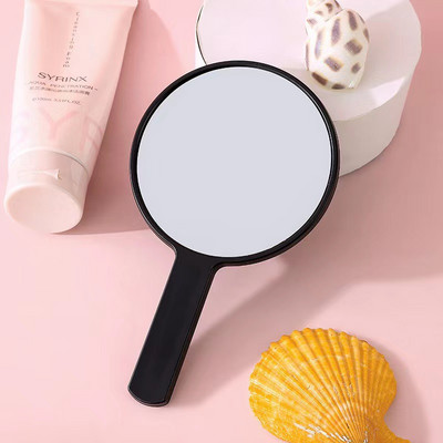 Jauki krēmkrāsas apaļš kosmētikas spogulis meitenei dāvanu rokai Mini salokāms pārnēsājams tualetes spogulis kabatas divpusējs aplauzums kompakts spogulis
