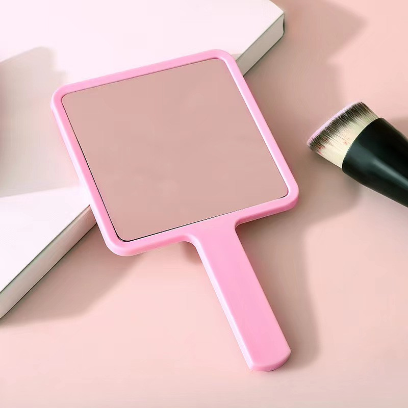 Jauki krēmkrāsas apaļš kosmētikas spogulis meitenei dāvanu rokai Mini salokāms pārnēsājams tualetes spogulis kabatas divpusējs aplauzums kompakts spogulis