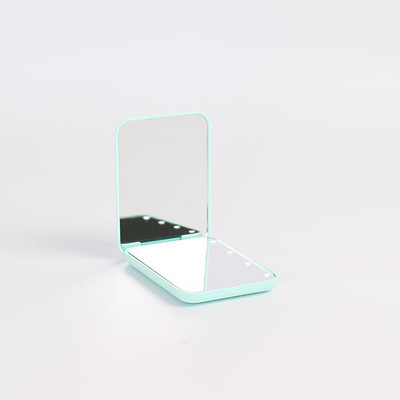 Kabatas spoguļa palielinājuma LED kompaktais ceļojumu kosmētikas spogulis Kompakts spogulis ar vieglu maka spoguli, divpusēji salokāms rokas