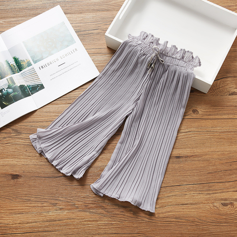 Vasaras ledus zīda platas bikses meitenēm meitenēm Modes mežģīnes šifons jostasvietas bikses, bērni, meitenes, vaļīgi dibeni, bērnu apģērbi