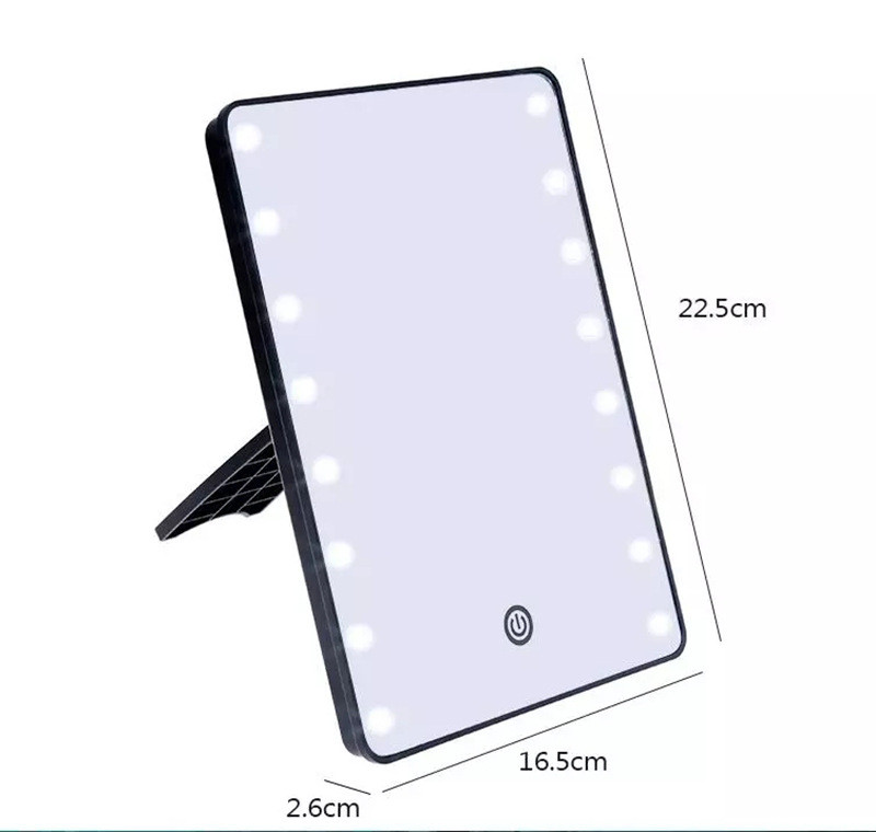 16 LED aplauzuma spogulis ar LED pieskārienu regulējamu gaismas kosmētisko spoguli, apgaismotu tualetes spoguli Espejo De Maquillaje De Mesa