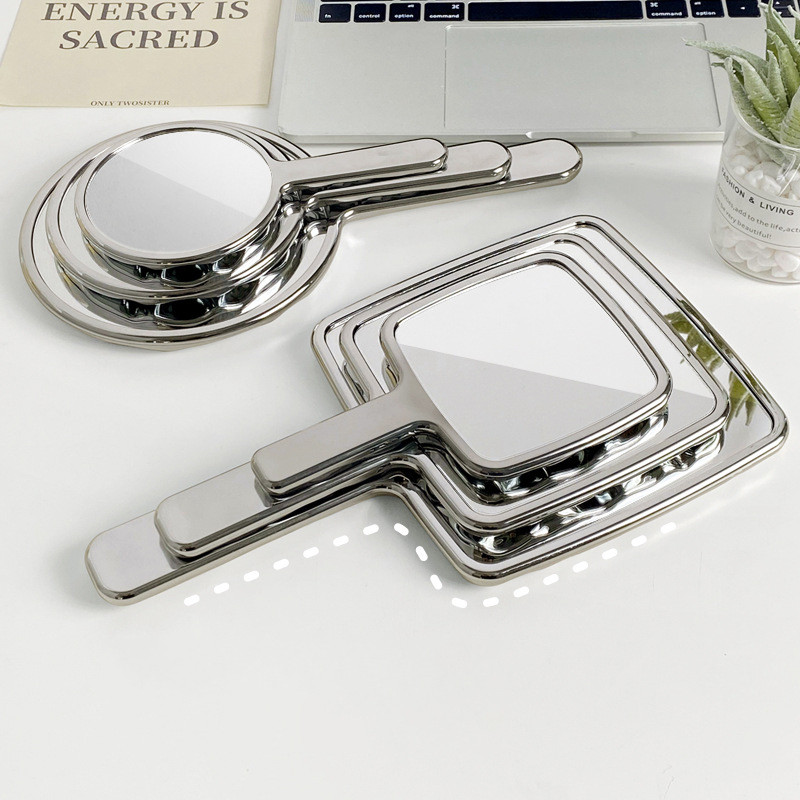 Prijenosno ručno ogledalo tekućeg oblika četvrtasto okruglo ogledalo za šminkanje ekstenzije trepavica kozmetička ogledala s ručkom Alati za uljepšavanje