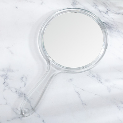 Oglindă de mână cu două fețe Oglindă de mărire 3x Mâner din plastic transparent Oglindă rotundă pentru Extensia genelor Instrumente de frumusețe
