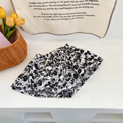 2024 nyári kislány rövidnadrág, virágmintás fodros, rugalmas derék kislány szoknya rövidnadrág Vékony muszlin sztreccs tipegő lány rövidnadrág
