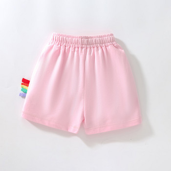 Little maven 2024 Бебе момичета Къси розови панталони Rainbow Памучни меки и удобни летни облекла за деца Прекрасно за деца 2-7 години