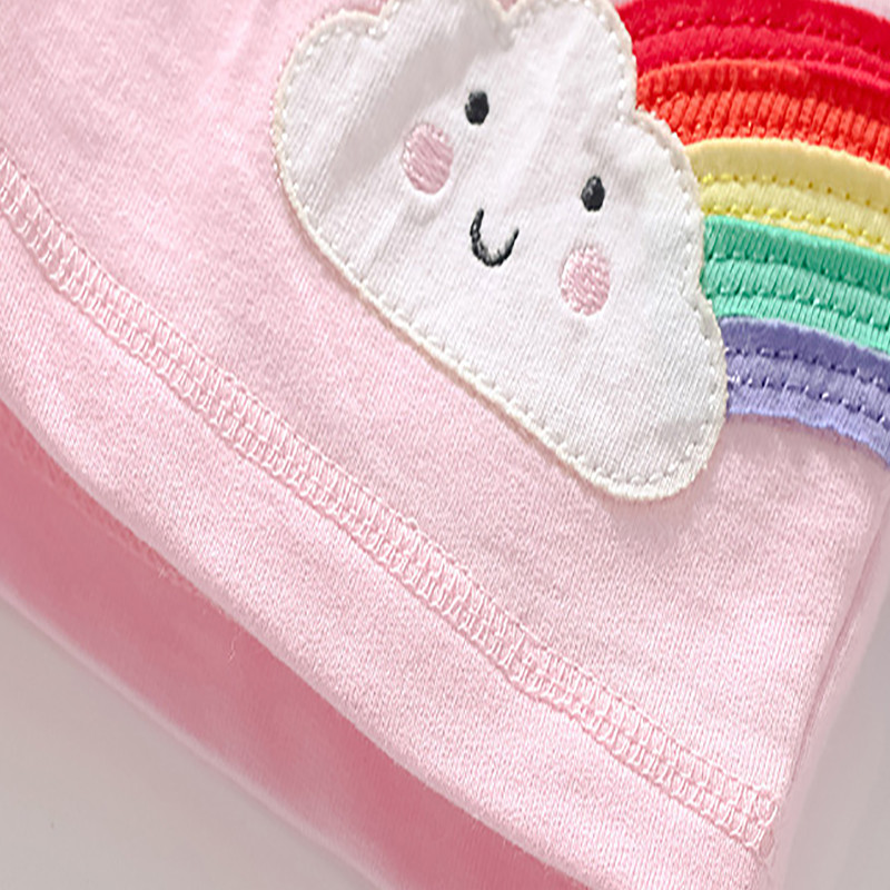 Little Maven 2024 Baby Girls Rövid rózsaszín szivárványos nadrág pamut puha és kényelmes nyári gyerekruha, szép 2-7 éves gyerekeknek