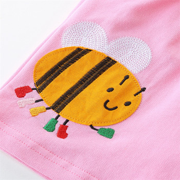 Jumping Metres Bee Floral Embroidery Детски шорти за момичета Животни Апликации Детски панталони Панталони Бебешки дрехи