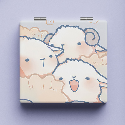 Karikatūra Animal Mini salokāms kosmētikas spogulis PU ādas divpusējs meiteņu kosmētikas spogulis pārnēsājams kvadrātveida augstas izšķirtspējas spogulis