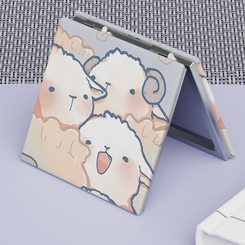 Karikatūra Animal Mini salokāms kosmētikas spogulis PU ādas divpusējs meiteņu kosmētikas spogulis pārnēsājams kvadrātveida augstas izšķirtspējas spogulis