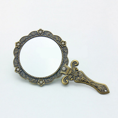 Vintage fém tükrök női kézi hosszú nyelű sminktükrök mini vintage dekorációs összecsukható tükör