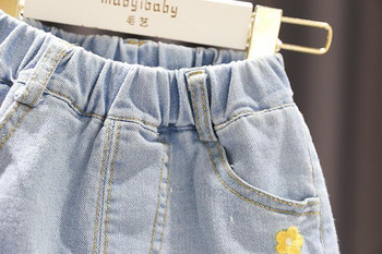 Момичета Бебешки бродирани дънкови шорти Летни детски сладки панталони за горещо пране Детски дънки Къси за момиче 0 2 4 6 Y