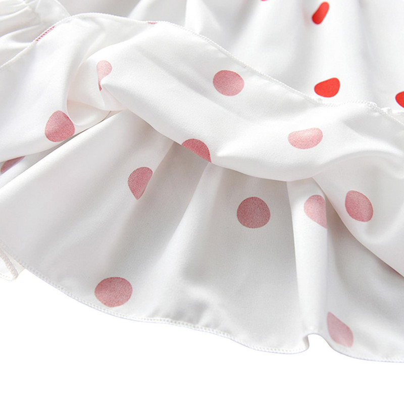 Jauka meiteņu kleita ar punktveida apdruku, pūšām piedurknēm līdz ceļgalam, A-līnija, brīvdienu vasaras sauļošanās kleita bērniem Vestido, piemērota 2-7 gadiem