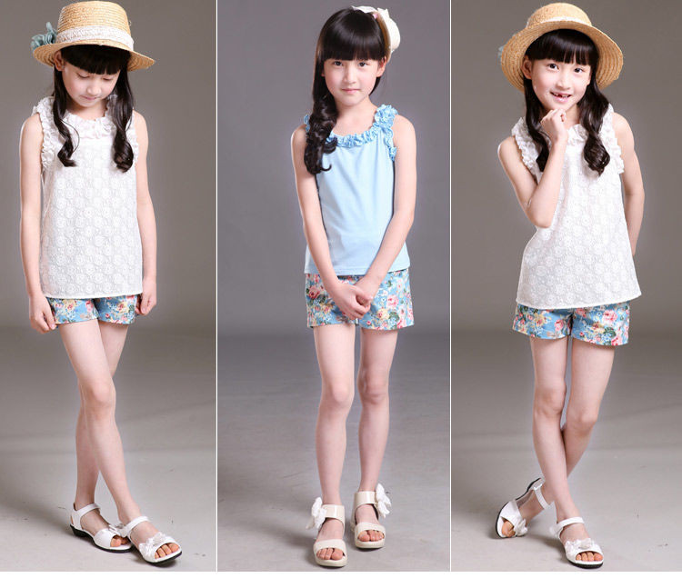 Meiteņu vasaras puķaini šorti, lieli bērni, bērnu ikdienas bikses, bērnu šorti 3 5 8 10 12 gadu bērnu apģērbi