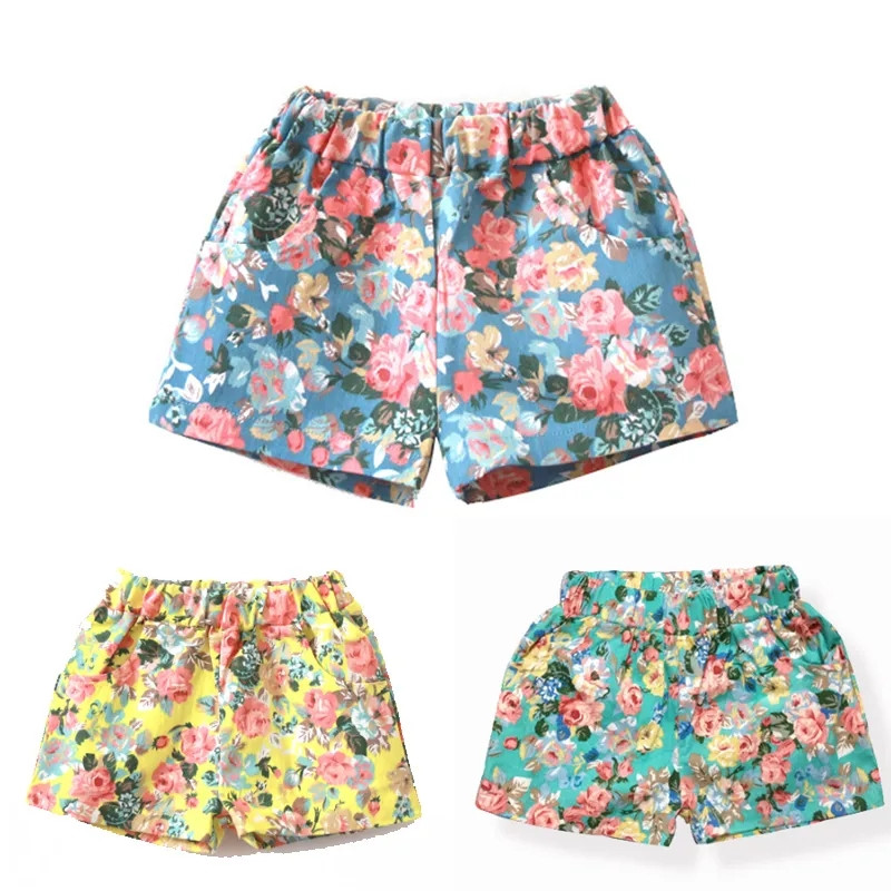 Meiteņu vasaras puķaini šorti, lieli bērni, bērnu ikdienas bikses, bērnu šorti 3 5 8 10 12 gadu bērnu apģērbi