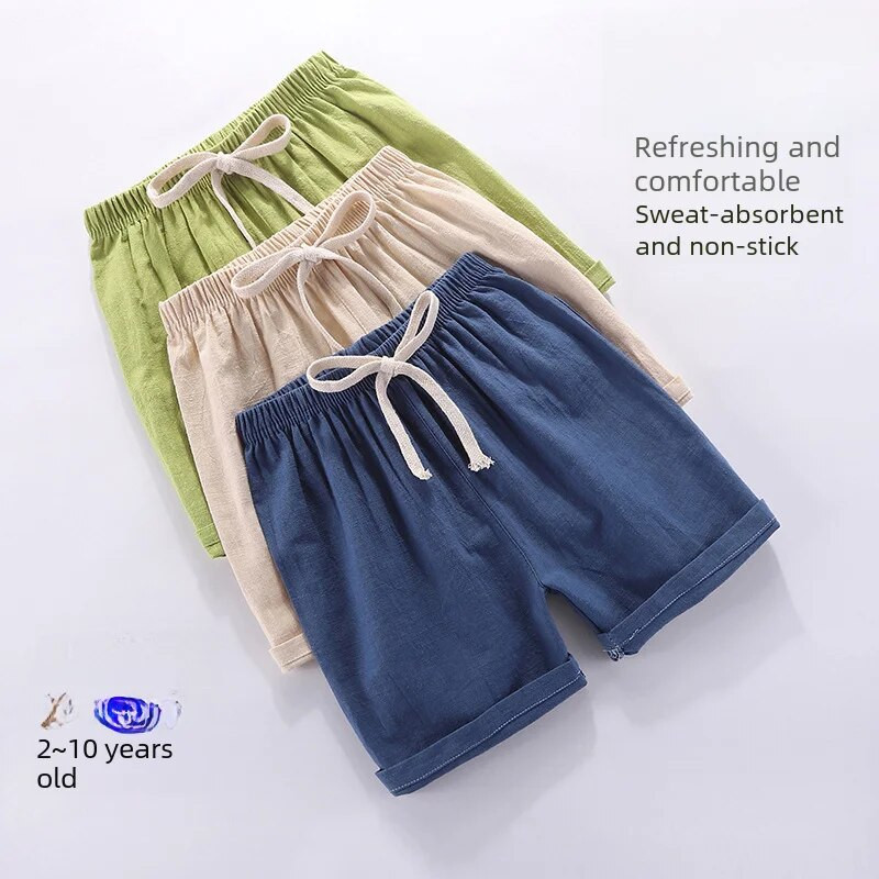 Dječje kratke hlače od pamučnog lana Ležerne hlače Ljeto Trendy Sportska moda Tvornička cijena Dizajn srednjeg struka Prikladan za dječake Djevojčice