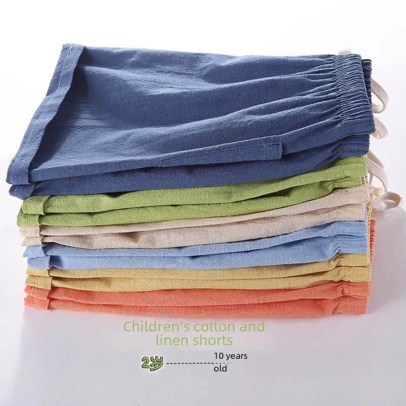 Dječje kratke hlače od pamučnog lana Ležerne hlače Ljeto Trendy Sportska moda Tvornička cijena Dizajn srednjeg struka Prikladan za dječake Djevojčice